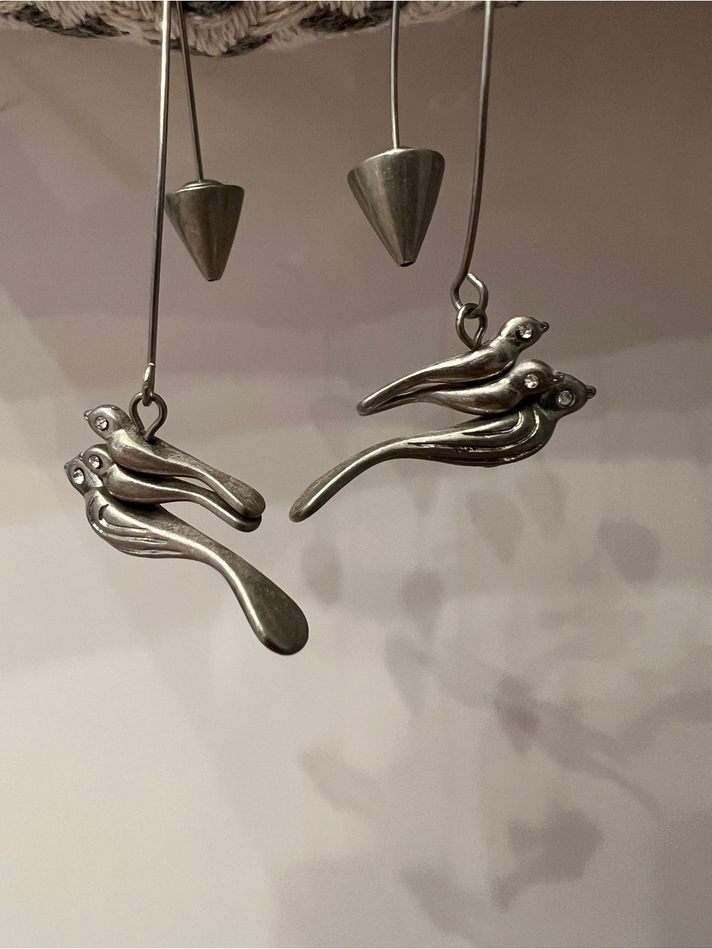 RARE Silver Bird Trio Earrings - Elegant Silver Tone Women’s Jewelry - Picture 5 of 7